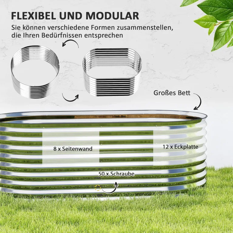 Outsunny Hochbeet aus Stahl, Pflanzbeet Frühbeet Gartenbeet stapelbar Blumenkasten steckbar Pflanzkasten 160x80x56cm Gemüsebeet für Garten Balkon Terrasse, Pflanzkübel für Blumen, Pflanzen – Bild 3