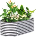 Outsunny Hochbeet aus Stahl, Pflanzbeet Frühbeet Gartenbeet stapelbar Blumenkasten steckbar Pflanzkasten 160x80x56cm Gemüsebeet für Garten Balkon Terrasse, Pflanzkübel für Blumen, Pflanzen - Thumbnail 1