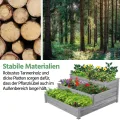 Yaheetech 3 Stufiges Hochbeet Holz Balkon Garten Kräuterbeet Frühbeet Gartenbeet Pflanzenbeet Stufenbeet Blumentreppe stapelbar 120 x 120 x 56cm Grau - Thumbnail 4