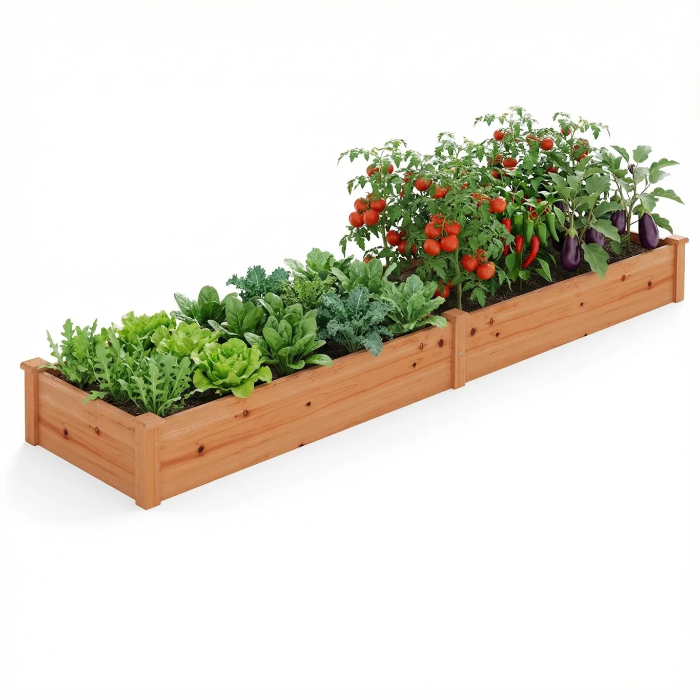 COSTWAY Hochbeet Gartenbeet Holz, 240 x 60 x 25 cm, Pflanzkasten für Gemüse, Blumen, Kräuter, Früchte, Blumenkasten Blumenbeet Kräuterbeet Pflanzbeet, für Hinterhof, Garten, Rasen (Orange) - Bild 1