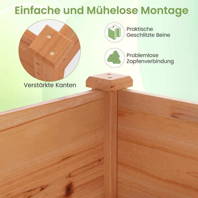 COSTWAY Hochbeet Gartenbeet Holz, 240 x 60 x 25 cm, Pflanzkasten für Gemüse, Blumen, Kräuter, Früchte, Blumenkasten Blumenbeet Kräuterbeet Pflanzbeet, für Hinterhof, Garten, Rasen (Orange) – Bild 5