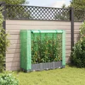 Hochbeet mit Gewächshaus-Aufsatz in Rattan-Optik, 120x40x123 cm, Hellgrau, für Garten, Balkon, Gemüse, Kräuter und Blumen - Thumbnail 3