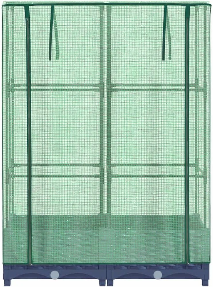 Hochbeet mit Gewächshaus-Aufsatz Rattan-Optik, 80x40x123 cm, Stabiler Pflanzkasten aus PP für Gartenbeet Outdoor, schützt Pflanzen Gemüse Kräuter Blumen ideal als Frühbeet Tomatenhaus – Bild 5