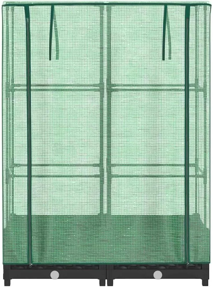 Hochbeet mit Gewächshaus-Aufsatz, Rattan-Optik Schwarz, 80x40x123 cm, Stabiler Eisenrahmen, Pflanzkasten für Garten & Balkon, Frühbeet mit PE-Abdeckung für optimales Wachstum – Bild 5