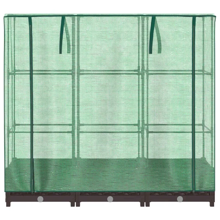 Hochbeet mit Gewächshaus-Aufsatz, Rattan-Optik, 120x40x123 cm, Braun, Polypropylen, für Garten, Balkon, Gemüse, Kräuter – Bild 4