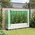 Hochbeet mit Gewächshaus-Aufsatz Rattan-Optik 160x40x138 cm, Weißer PP Pflanzkasten für Gartenbeet, robuste Hochbeete für Blumenbeet & Gartenbox zum Pflanzen Anbau & Schutz - Thumbnail 3