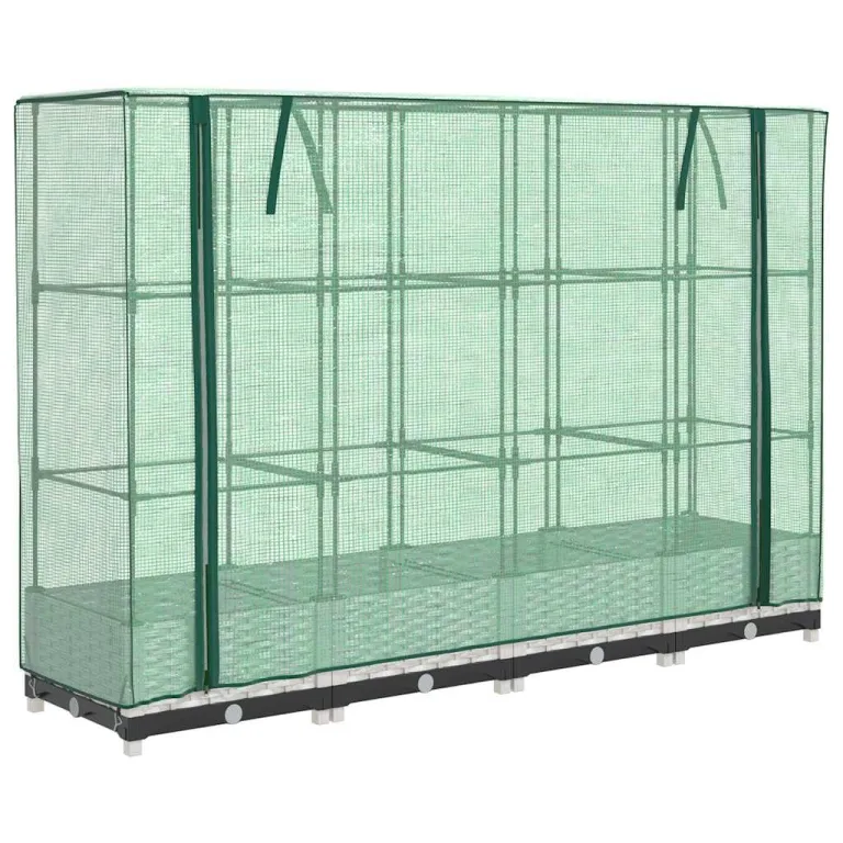 Hochbeet mit Gewächshaus-Aufsatz Rattan-Optik, 160x40x123 cm, Stabiler Pflanzkasten für Gartenbeete Outdoor, Robustes PP-Material, ideal für Pflanzenzucht und Schutz Ihrer Blumen – Bild 2