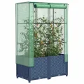 Hochbeet mit Gewächshaus-Aufsatz, Rattan-Optik, 160x40x138 cm, Stabiler Pflanzkasten Outdoor aus PP und Eisen für Gartenbeet, Frühbeet und Blumenbeet - Thumbnail 10