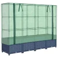 Hochbeet Rattanoptik Blaugrau, 160x40x138 cm, mit Eisenrohrrahmen und wasserfester PE-Gewächshausabdeckung, für Garten, Terrasse, Balkon, schützt Pflanzen, Gemüse, Kräuter - Thumbnail 2