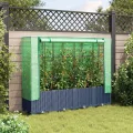 Hochbeet Rattanoptik Blaugrau, 160x40x138 cm, mit Eisenrohrrahmen und wasserfester PE-Gewächshausabdeckung, für Garten, Terrasse, Balkon, schützt Pflanzen, Gemüse, Kräuter - Thumbnail 3