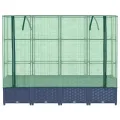 Hochbeet Rattanoptik Blaugrau, 160x40x138 cm, mit Eisenrohrrahmen und wasserfester PE-Gewächshausabdeckung, für Garten, Terrasse, Balkon, schützt Pflanzen, Gemüse, Kräuter - Thumbnail 4