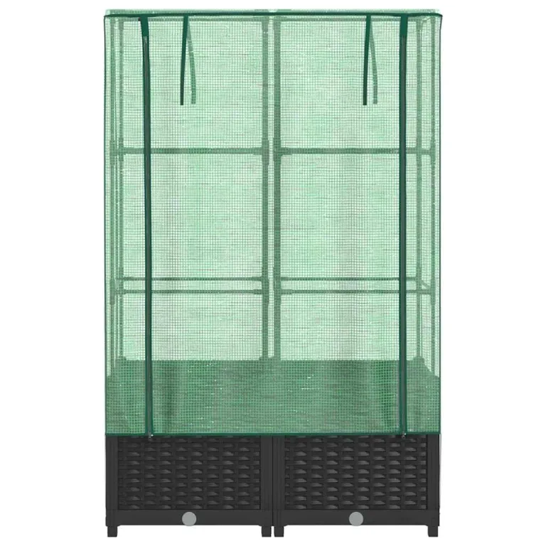 Hochbeet mit Gewächshaus-Aufsatz in Rattan-Optik, 80x40x138 cm, Stabiler Eisenrahmen für Pflanzen, Gemüse und Kräuter, ideal für Garten und Balkon – Bild 4