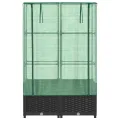 Hochbeet mit Gewächshaus-Aufsatz in Rattan-Optik, 80x40x138 cm, Stabiler Eisenrahmen für Pflanzen, Gemüse und Kräuter, ideal für Garten und Balkon - Thumbnail 4