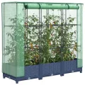 Hochbeet mit Gewächshausabdeckung, Rattanoptik Pflanzkasten Outdoor aus PP & Eisenrohr, 120x40x123 cm, für Gartenbeete, Stabiler Gartenkasten, Hochbeete & Blumenbeet - Thumbnail 1