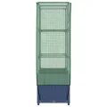 Hochbeet mit Gewächshaus-Aufsatz, Rattan-Optik Blaugrau, 80x40x138 cm, Stabiler Eisenrahmen für Pflanzen, Gemüse, Kräuter, Blumen, Garten, Balkon - Thumbnail 5