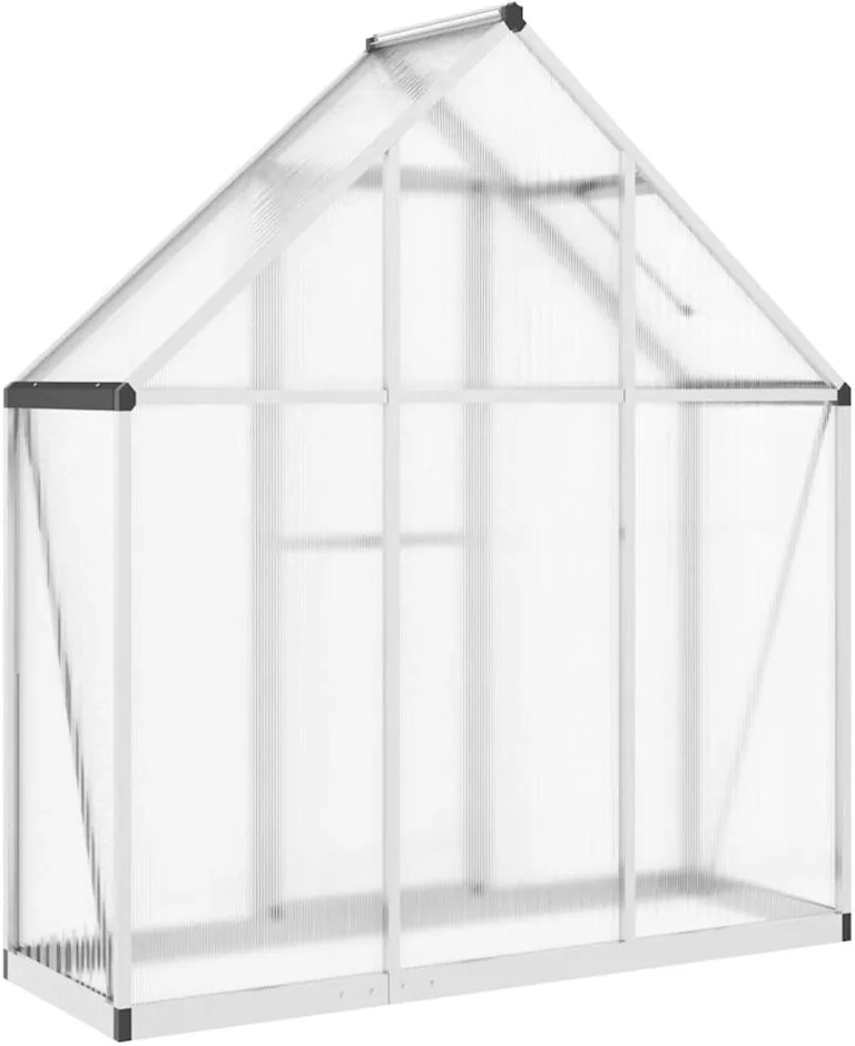Gecheer Gewächshaus, Aluminium Rahmen mit Fundament 169x58x195cm, UV-beständige Polycarbonat Platten, Lüftungsfenster und Regenrinnen für Garten, Pflanzenzucht und Hobby-Gärtner – Bild 5