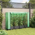Hochbeet mit Gewächshausabdeckung Rattanoptik 160x40x123 cm robuster Pflanzkasten aus Polypropylen, ideales Gartenbeet für Gemüse, Kräuter & Blumen - Thumbnail 3