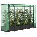 Hochbeet mit Gewächshausabdeckung Rattanoptik 160x40x123 cm robuster Pflanzkasten aus Polypropylen, ideales Gartenbeet für Gemüse, Kräuter & Blumen - Thumbnail 1