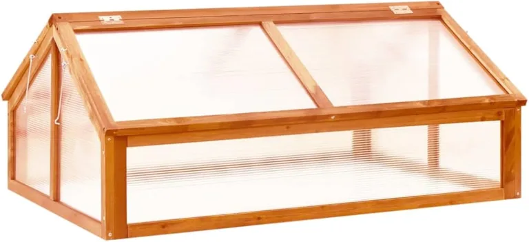 Gecheer Holz-Gewächshaus Braun, 114x80x50 cm, Tannenholz, für Pflanzenschutz und Frühbeet – Bild 1
