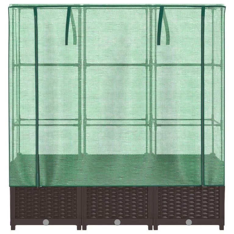 Hochbeet Gewächshaus-Aufsatz, Rattan-Optik Braun, 120x40x138 cm, Stabiler Pflanzkasten Outdoor für Gartenbeete, vielseitiger Gartenkasten, Hochbeete & Blumenbeet – Bild 4