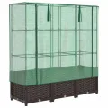 Hochbeet Gewächshaus-Aufsatz, Rattan-Optik Braun, 120x40x138 cm, Stabiler Pflanzkasten Outdoor für Gartenbeete, vielseitiger Gartenkasten, Hochbeete & Blumenbeet - Thumbnail 2