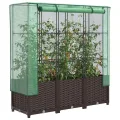 Hochbeet Gewächshaus-Aufsatz, Rattan-Optik Braun, 120x40x138 cm, Stabiler Pflanzkasten Outdoor für Gartenbeete, vielseitiger Gartenkasten, Hochbeete & Blumenbeet - Thumbnail 1