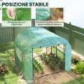 Outsunny Tunnel-Gewächshaus für den Garten, 3 x 3 x 2 m, mit aufrollbaren Türen und Fenstern, Gewächshaus für Gemüsegarten mit Struktur aus Stahl und PE-Abdeckung, für Gemüse, Blumen, Obst, UV-Schutz - Thumbnail 6