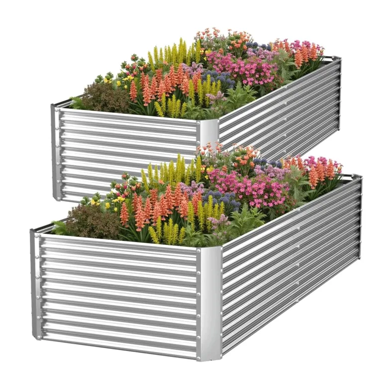 Pflanzkübel 2er-Set 180 x 90 x 40 cm verzinktes Hochbeet für den Außenbereich, Metall-Hochbeet für Gemüse, Stahl-Hochbeete für den Garten, oberirdisches Gartenbeet für Blumen-Rechteck – Bild 1