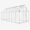 LUXOAK 181×423x195cm Gewächshaus mit Schnellmontage Verbindungen, stabilem Aluminiumrahmen und 2 Belüftungsfenstern, wetterfestes Hochleistungs-Gewächshaus für den Garten, Silber - Thumbnail 7