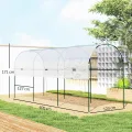 Outsunny Gewächshaus Winterfest Foliengewächshaus mit Bogendach, Erdanker Robuster Stalrahmen, Offenes Treibhaus zum Stecken, 400 x 120 x 170cm, Tomatenhaus für Tomaten, Gemüse, Pflanzen, Transparent - Thumbnail 8