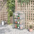 Outsunny Gewächshaus mit Regale, Winterfest Foliengewächshaus Treibhaus für Balkon, Garten, Tomatenhaus 69 x 49 x 125 cm, Tomatengewächshaus für Tomaten, Gemüse, Blumen, Pflanzen, Transparent - Thumbnail 3