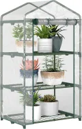 Outsunny Gewächshaus mit Regale, Winterfest Foliengewächshaus Treibhaus für Balkon, Garten, Tomatenhaus 69 x 49 x 125 cm, Tomatengewächshaus für Tomaten, Gemüse, Blumen, Pflanzen, Transparent - Thumbnail 1