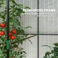 Outsunny begehbares Gewächshaus, Tomatengewächshaus für den Außenbereich, Gewächshaus für den Garten, Anzuchtgewächshaus mit Rolltür und Netzfenstern, PE-Abdeckung, 200 x 140 x 200 cm, weiß - Thumbnail 4