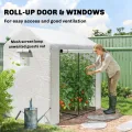 Outsunny begehbares Gewächshaus, Tomatengewächshaus für den Außenbereich, Gewächshaus für den Garten, Anzuchtgewächshaus mit Rolltür und Netzfenstern, PE-Abdeckung, 200 x 140 x 200 cm, weiß - Thumbnail 5