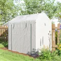 Outsunny begehbares Gewächshaus, Tomatengewächshaus für den Außenbereich, Gewächshaus für den Garten, Anzuchtgewächshaus mit Rolltür und Netzfenstern, PE-Abdeckung, 200 x 140 x 200 cm, weiß - Thumbnail 8