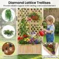 HOMASIS Blumenkasten mit Rankgitter, 140cm Hochbeet Holz, Eck Pflanzkasten mit Spalier & Drainageloch, Gartenspalier für Kletterpflanzen, Pflanzkübel mit Rankhilfe für Balkon Garten Terrasse (Natur) - Thumbnail 4