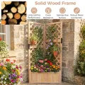 HOMASIS Blumenkasten mit Rankgitter, 140cm Hochbeet Holz, Eck Pflanzkasten mit Spalier & Drainageloch, Gartenspalier für Kletterpflanzen, Pflanzkübel mit Rankhilfe für Balkon Garten Terrasse (Natur) - Thumbnail 6