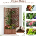 HOMASIS Blumenkasten mit Rankgitter, 140cm Hochbeet Holz, Eck Pflanzkasten mit Spalier & Drainageloch, Gartenspalier für Kletterpflanzen, Pflanzkübel mit Rankhilfe für Balkon Garten Terrasse (Braun) - Thumbnail 11