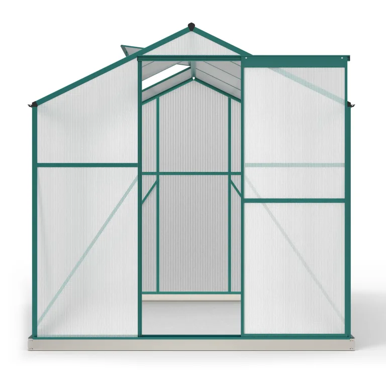 Gewächshaus Aluminium mit Fundament, 4,75 m² - 190 × 253cm, Gartengewächshäuser mit Dachfenster & Schiebetür für Gemüse & Toma, Gewächshaus Groß mit UV-beständigen Polycarbonatplatten – Bild 8