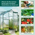 Gewächshaus Aluminium mit Fundament, 4,75 m² - 190 × 253cm, Gartengewächshäuser mit Dachfenster & Schiebetür für Gemüse & Toma, Gewächshaus Groß mit UV-beständigen Polycarbonatplatten - Thumbnail 3
