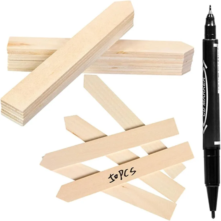 Pflanzenschilder Stecker - 50 Stück Wasserdichte Holz Markierungsstäbe - Mit Stift Pflanzen Namensschildern,für Garten Gewächshaus Balkon Beet mit Gemüse Kräutern – Bild 7