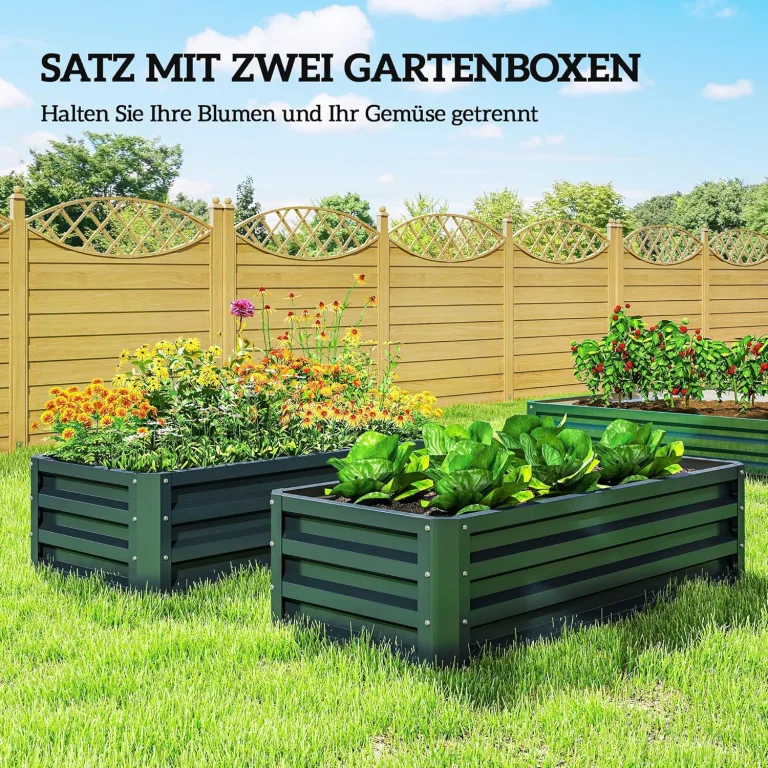 Outsunny 2er-Set Hochbeet Blumenhochbeet witterungsbeständig, Pflanzbeet Frühbeet Gartenbeet Pflanzkübel Pflanzkasten aus Verzinkter Stahl, Blumenkasten für Terrasse & Garten, 110 x 50 x 30 cm – Bild 3
