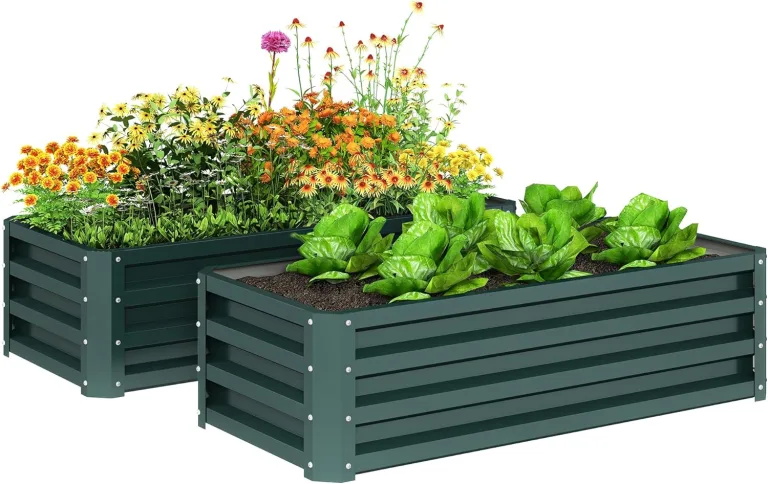 Outsunny 2er-Set Hochbeet Blumenhochbeet witterungsbeständig, Pflanzbeet Frühbeet Gartenbeet Pflanzkübel Pflanzkasten aus Verzinkter Stahl, Blumenkasten für Terrasse & Garten, 110 x 50 x 30 cm – Bild 1