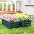Outsunny 2er-Set Hochbeet Blumenhochbeet witterungsbeständig, Pflanzbeet Frühbeet Gartenbeet Pflanzkübel Pflanzkasten aus Verzinkter Stahl, Blumenkasten für Terrasse & Garten, 110 x 50 x 30 cm - Thumbnail 8