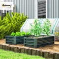 Outsunny 2er-Set Hochbeet Blumenhochbeet witterungsbeständig, Pflanzbeet Frühbeet Gartenbeet Pflanzkübel Pflanzkasten aus Verzinkter Stahl, Blumenkasten für Terrasse & Garten, 110 x 50 x 30 cm - Thumbnail 2