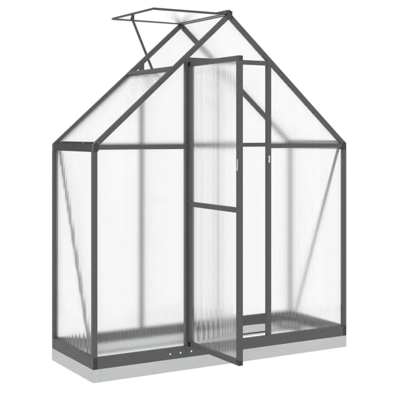 HUAKEHOM Gewächshaus mit Fundamentrahmen Pflanzenhaus mit Dachrinnensystem Flügeltür Treibhaus für Pflanzen Frühbeet Anthrazit 169x58x202 cm Alu – Bild 6