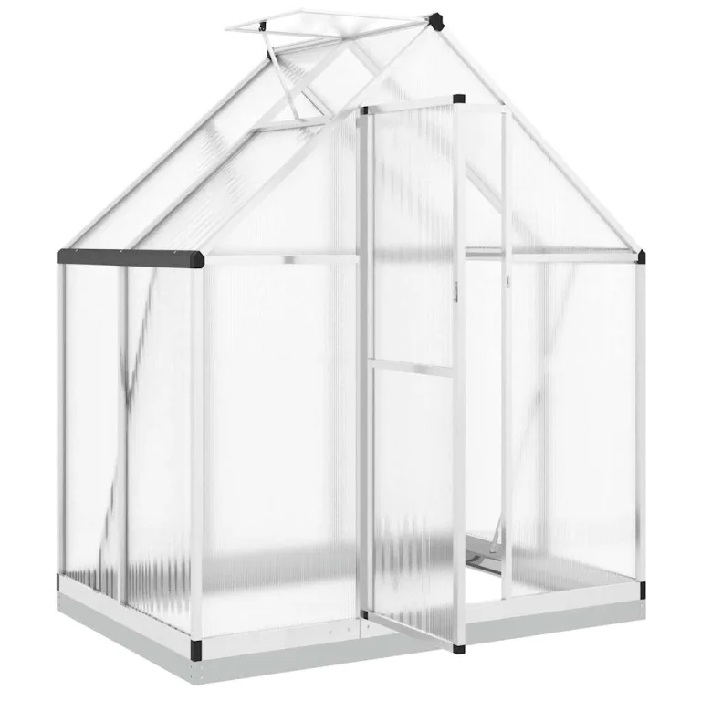 HUAKEHOM Gewächshaus mit Fundamentrahmen Pflanzenhaus mit Dachrinnensystem Flügeltür Treibhaus für Pflanzen Frühbeet Silbern 169x114x202 cm Alu – Bild 6