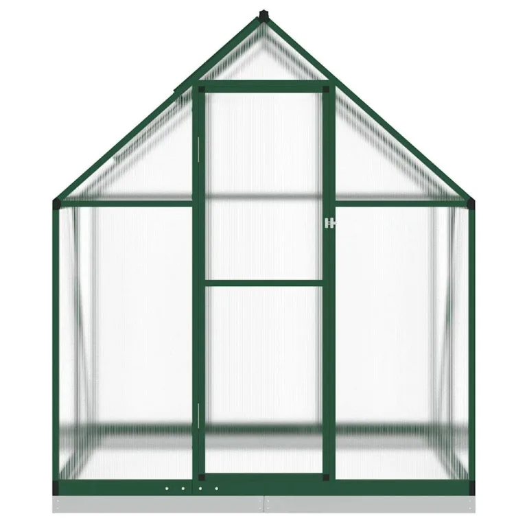 HUAKEHOM Gewächshaus mit Fundamentrahmen Pflanzenhaus mit Dachrinnensystem Flügeltür Treibhaus für Pflanzen Frühbeet Grün 169x114x202 cm Aluminimum – Bild 3