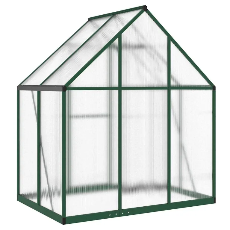 HUAKEHOM Gewächshaus mit Fundamentrahmen Pflanzenhaus mit Dachrinnensystem Flügeltür Treibhaus für Pflanzen Frühbeet Grün 169x114x195 cm Aluminimum – Bild 5