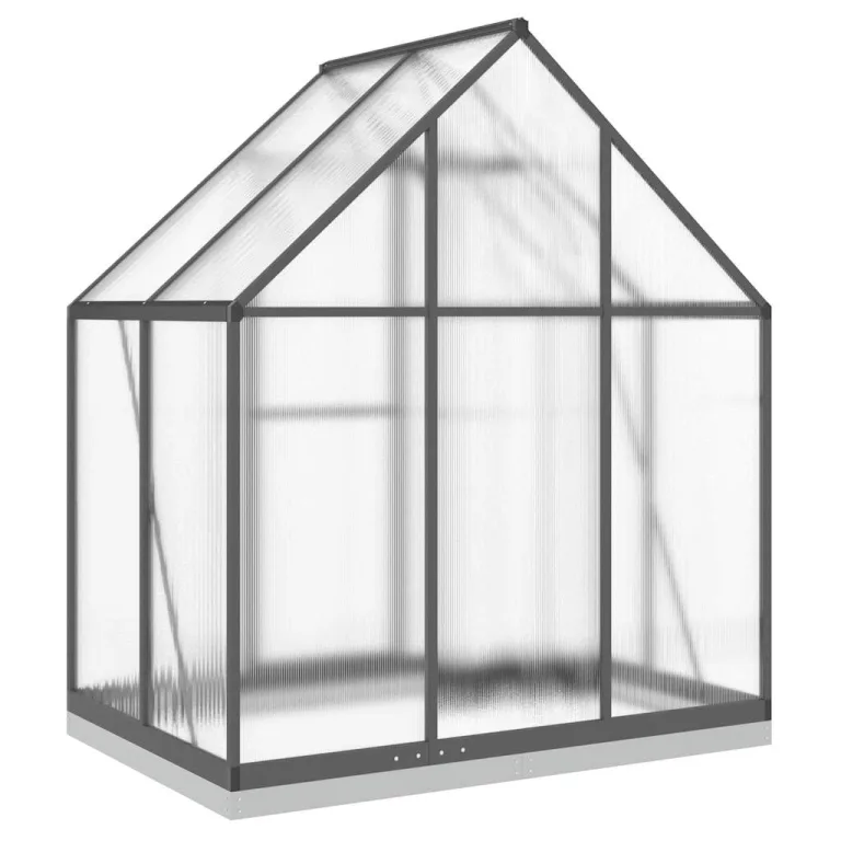 HUAKEHOM Gewächshaus mit Fundamentrahmen Pflanzenhaus mit Dachrinnensystem Flügeltür Treibhaus für Pflanzen Frühbeet Anthrazit 169x114x202 cm Alu – Bild 5